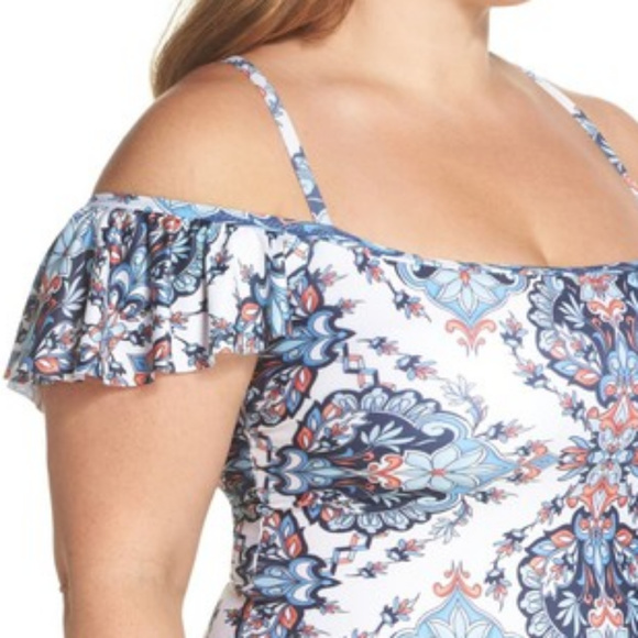 Becca Off the Shoulder Tie Back One Piece Swimsuit - Picture 6 of 6